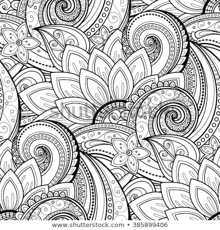 Foto d'archivio: Monochrome Floral Background In Paisley Garden Indian Style