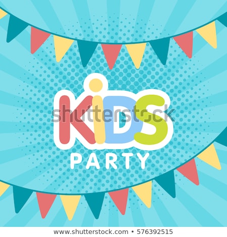 Stok fotoğraf: Cute And Colorful Vector Background With Party Bunting Flags