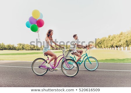 Stockfoto: People In Park Girl Riding Bike Couple Walking