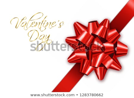 Stok fotoğraf: Red Bow Vector Realistic Special Valentine Day Card Wishes 3d Illustrations