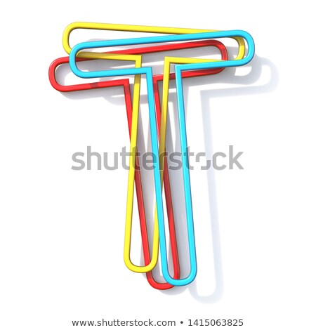 Foto stock: Three Basic Color Wire Font Letter T 3d