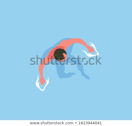 Stock fotó: Man Bathing In Water Top View Male Swimming Sea