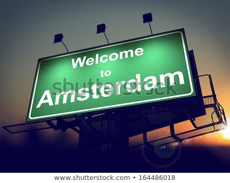 Foto stock: Welcome To Holland Billboard At Sunrise