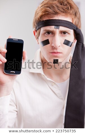 Foto stock: Office Worker Warrior With Smartphone