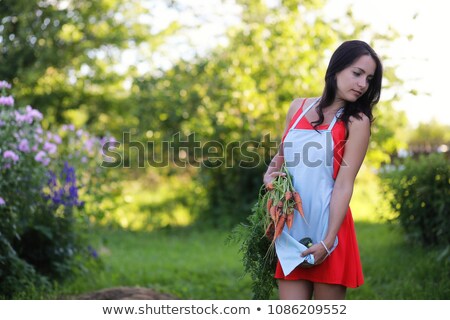 Foto stock: Little Girl And Rhubarb