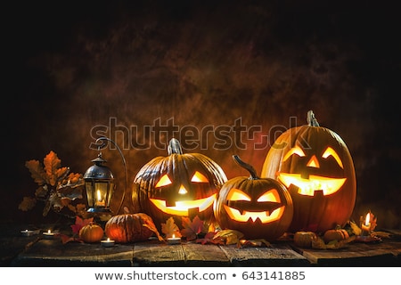 Stock foto: Halloween Jack O Lantern Burning In Darkness