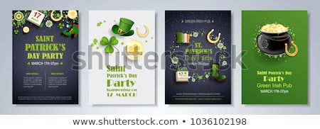 Stockfoto: Glass Of Green Beer Horseshoe And Gold Coins