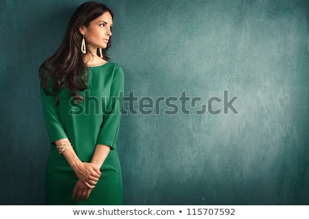 Сток-фото: Brunette And Green Dress