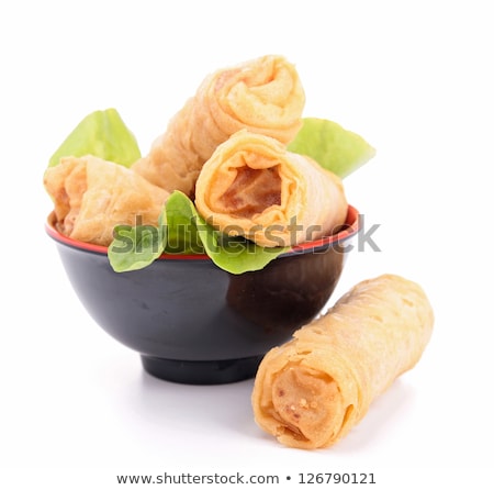 Stock photo: Bowl Of Spring Roll Isolated