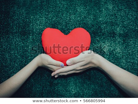 Stock photo: Hand Holding Artificial Human Heart Model On White Background