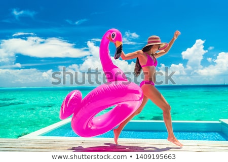 Сток-фото: Pink Flamingo On Beach