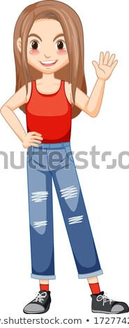 Stock foto: Young Lady In Red Vest Cartoon Character
