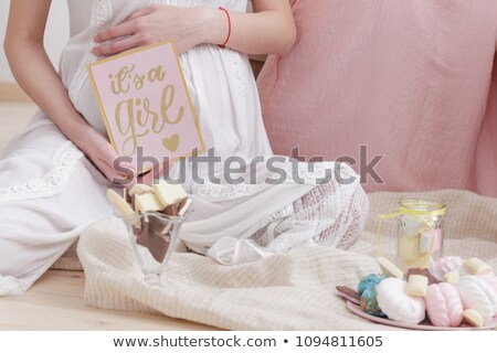 Stock photo: Happy Pregnant Woman Baby Shower Card