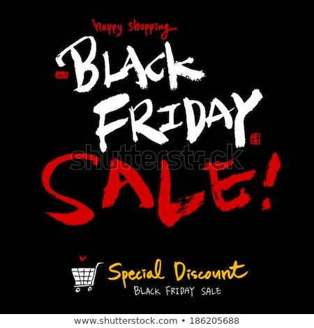 Foto d'archivio: Black Friday Sale With Shopping Cart Drawn Banners