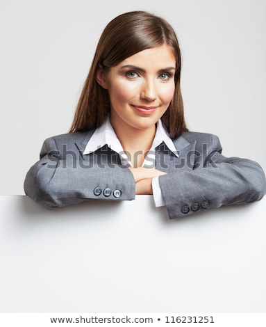 Сток-фото: Young Business Woman Displaying Empty Business Card