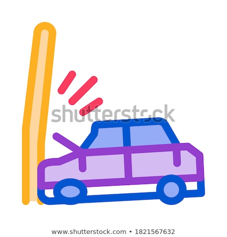 Stock fotó: Plunging Car Into Pole Icon Vector Outline Illustration