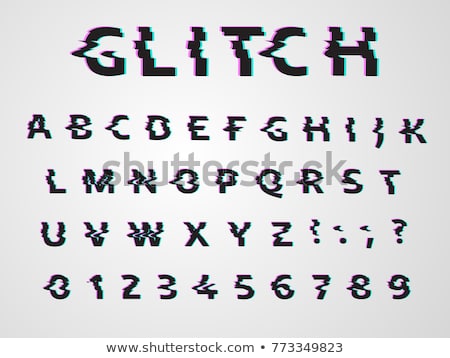 Glitch Computer Distortion Font Latin Letters On White Imagine de stoc © Makstorm