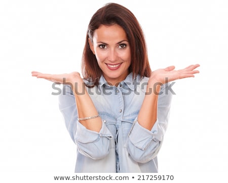 Stok fotoğraf: Attractive Young Female Holding Out Her Palm