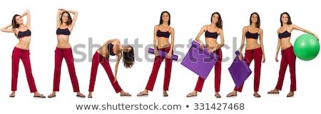 Stok fotoğraf: Set Of Photos With Model And Swiss Ball