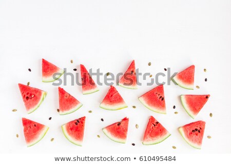 Foto d'archivio: Top View Of Sliced Watermelon Fruit With Copy Space