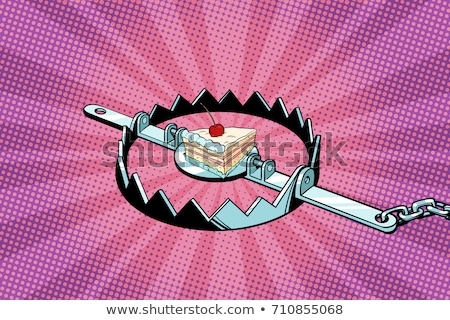 Stock photo: Iron Trap With Cherry Cake