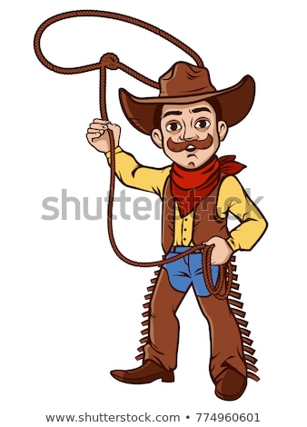 Stock photo: Cartoon Cowboy Lasso
