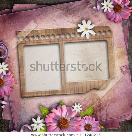 Zdjęcia stock: Old Framework On The Grunge Background With And Bouquet