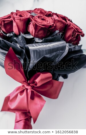 Foto stock: Luxury Bouquet Of Coral Roses On Marble Background Beautiful Fl