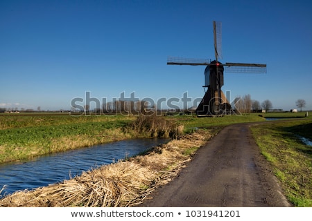 Foto stock: Noordeveldse Windmill With A Clear Blue Sky