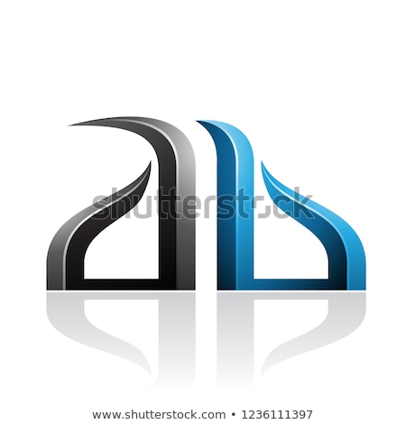 Stock photo: Blue And Black Bow Like Embossed Letter B Vector Illustration