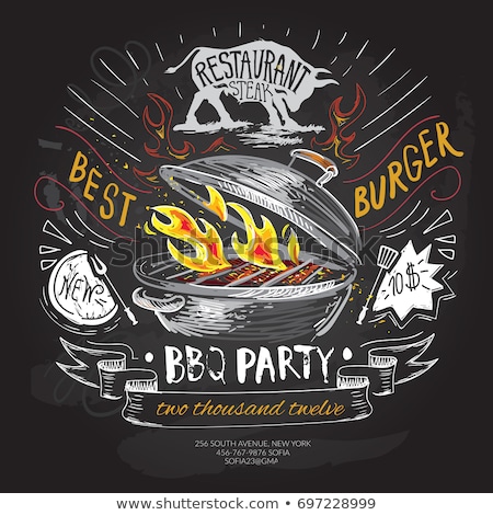 Сток-фото: Color Vintage Barbecue Banner