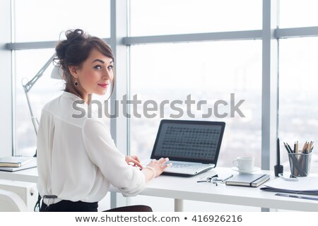 Сток-фото: Young Businesswoman With A Netbook Laptop