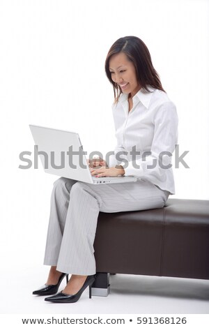 Stock fotó: Business Woman Sitting On Bench Looking Away
