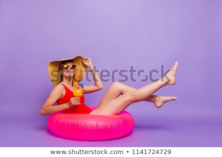 Zdjęcia stock: Full Length Portrait Of A Smiling Young Woman In Swimsuit