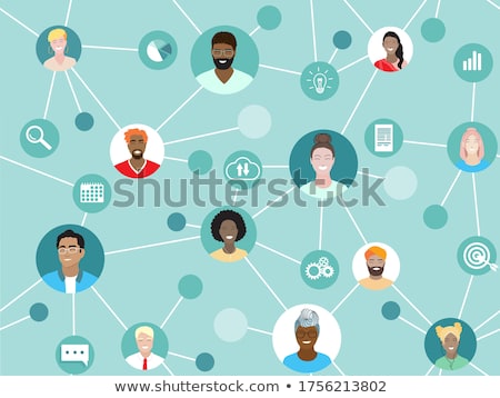 Foto stock: Business People Work Together In Office With Internet Network Effects Concept Of Teamwork And Partn