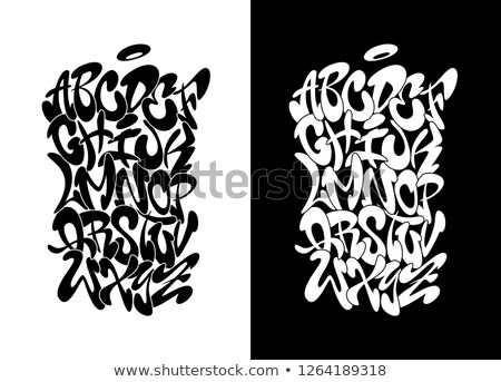 Foto stock: Graffiti Sprayed Design Word In Black Over White