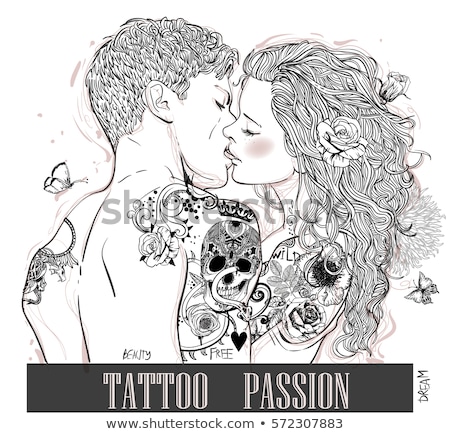 Foto stock: Young Tattooed Stylish Couple In Love