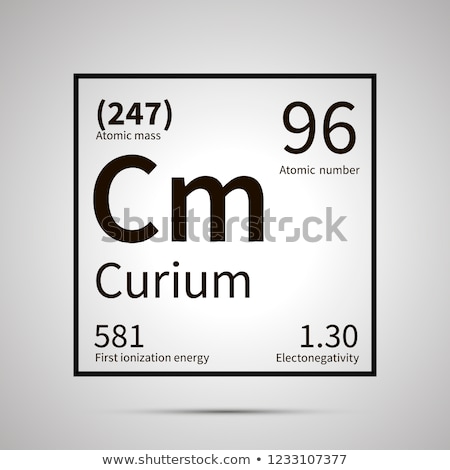 Foto d'archivio: Curium Chemical Element With First Ionization Energy Atomic Mass And Electronegativity Values Simp