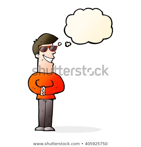 Cartoon Grinning Man Wearing Glasses Zdjęcia stock © lineartestpilot