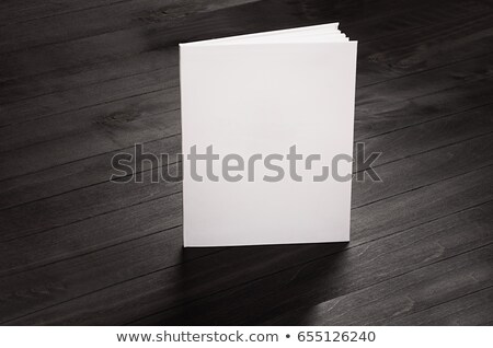 ストックフォト: Corporate Identity Blank Broshure Standing On Black Stylish Wood Background Mock Up