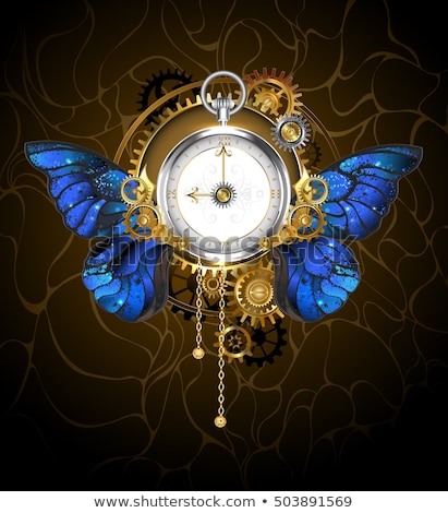 Stockfoto: Silver Watches With Blue Butterflies