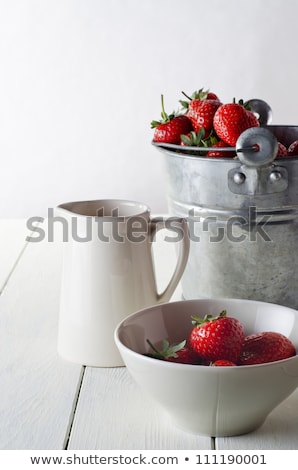 Tin Buckets With Strawberry Stock fotó © Frannyanne