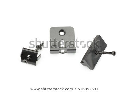 Foto stock: Metal Clamps For Mounting Composite Decking Board
