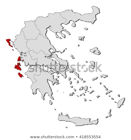 Map Of Greece Ionien Islands Highlighted Stok fotoğraf © Schwabenblitz
