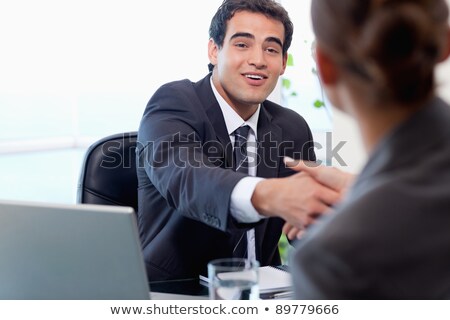 Сток-фото: Smiling Manager Interviewing A Female Applicant