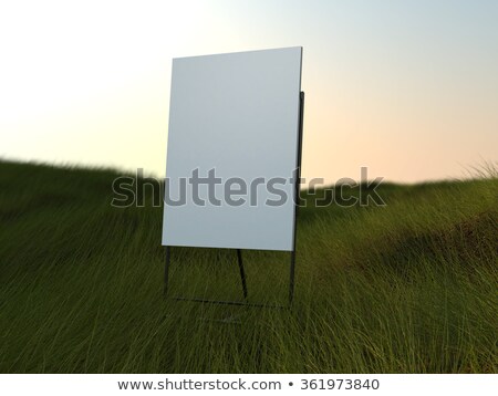 Zdjęcia stock: Black Easel With Canvas In A Grassfield 3d Rendering