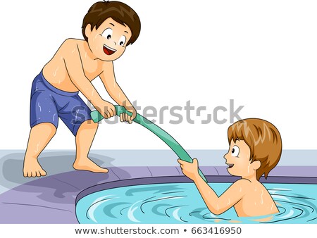 ストックフォト: Kids Boys Pool Noodle Help Swim Illustration