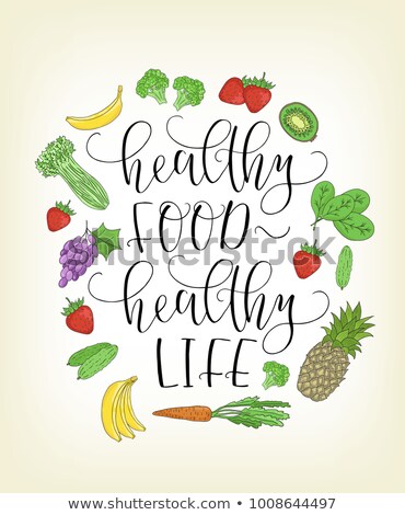 Foto d'archivio: Fresh Vegetables And Phrase Eat Healthy