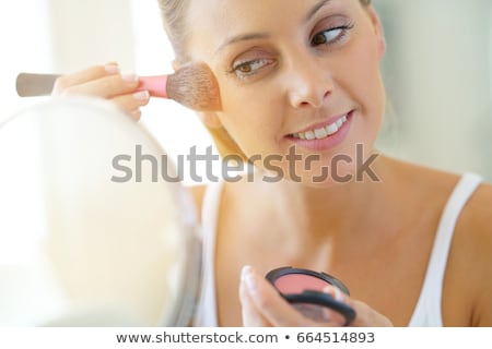 Stock photo: Pretty Woman With Cosmetic Brushes