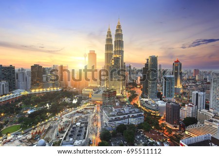 [[stock_photo]]: Kuala Lumpur City During Twilight Aerial View